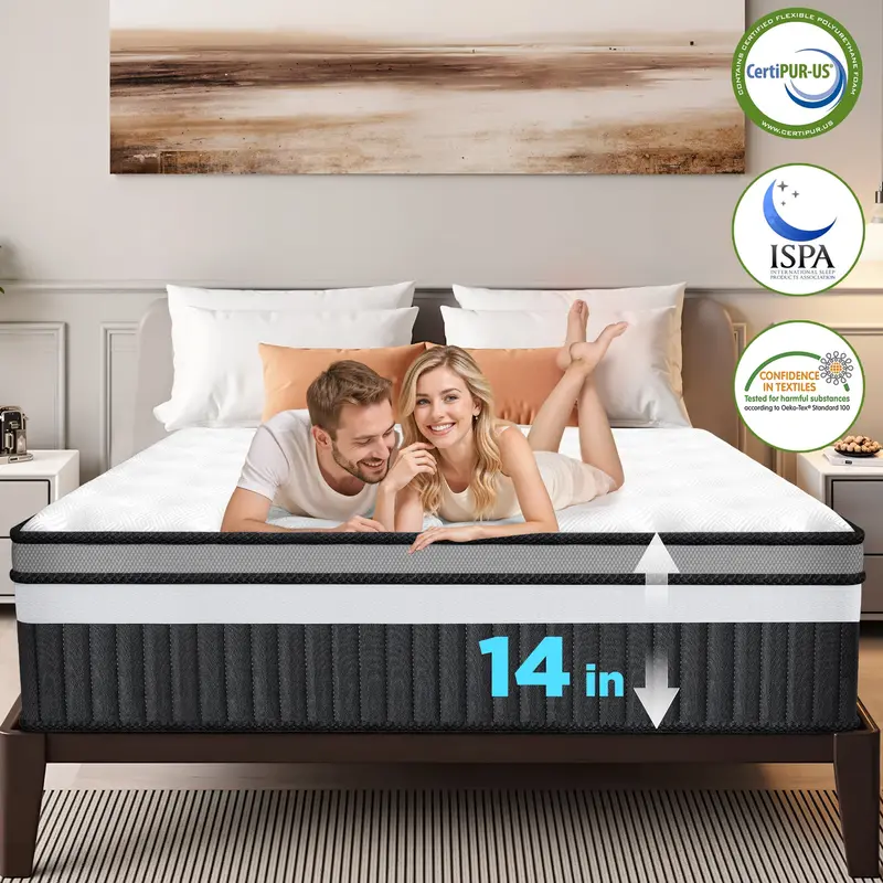 14-Inch Queen Memory Foam Mattress In A Box – Cooling Gel Infusion, Medium-Firm Support, Certipur-Us Certified 1