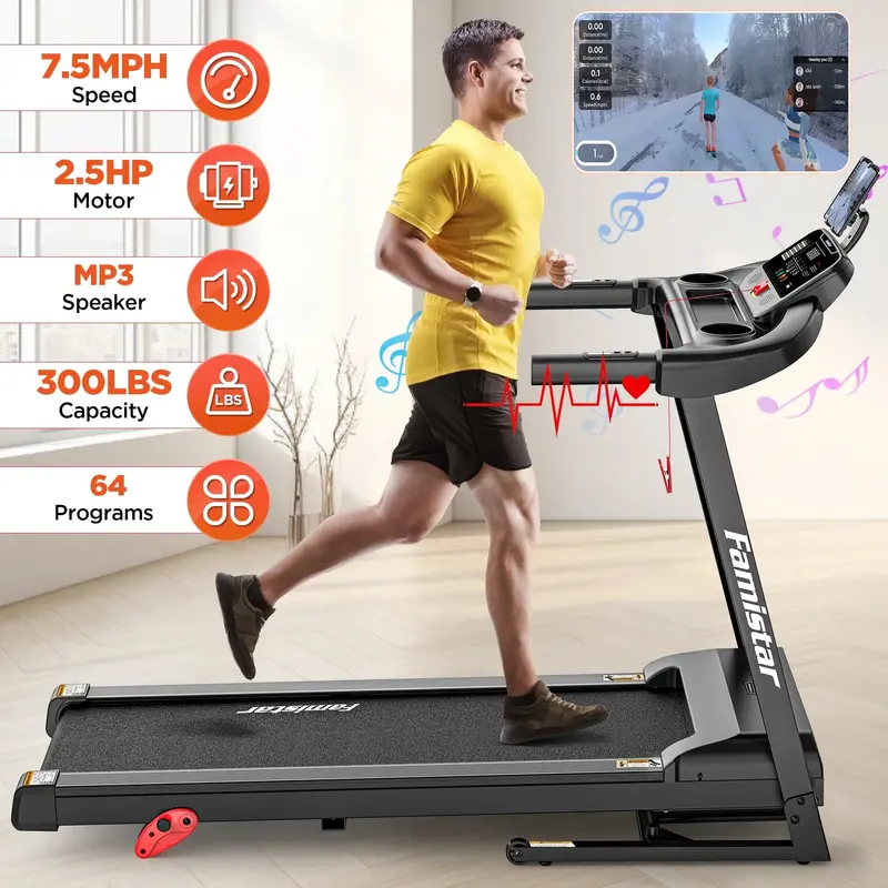 2.5Hp Smart Folding Treadmill — 225 Lb Capacity, 64 Workout Programs, Bluetooth Speakers & Fitshow Control 1