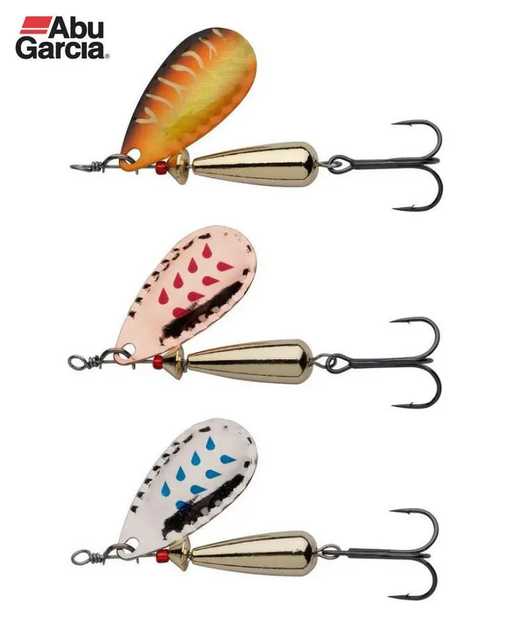 Abu Garcia Droppen Spinner Lures – 3-Piece Silver/Copper/Tiger Pack 1