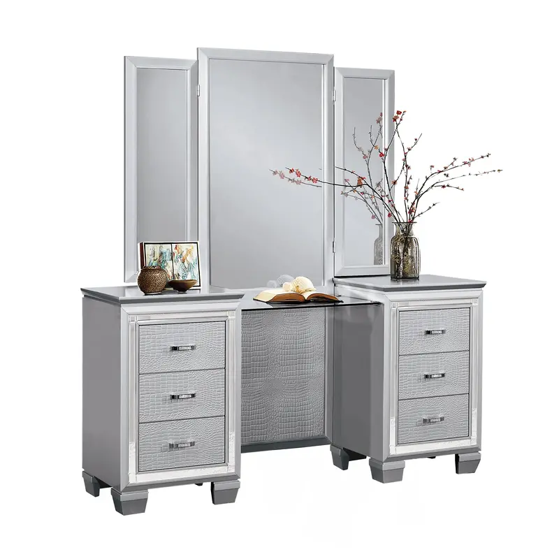 Allura Vanity Dresser With Mirror – Gold, Silver, Champagne & Clear Finish (Model 1916-15*) 1