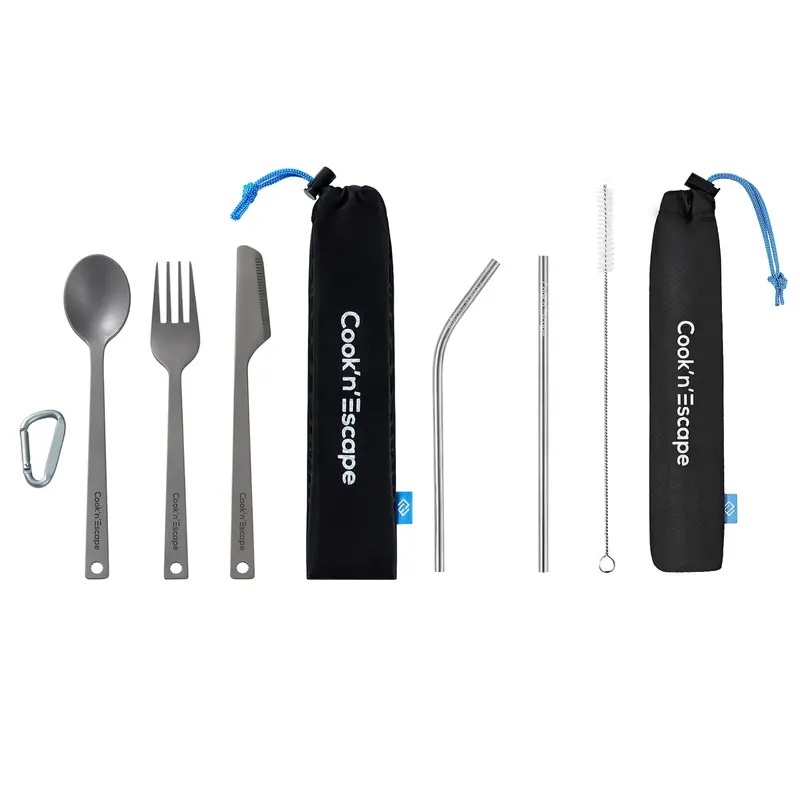 Cook'N'Escape Titanium Lightweight Camping Utensils And Tableware Set 1