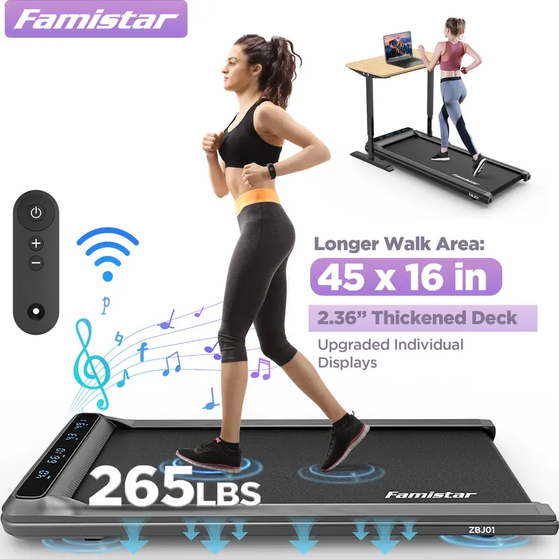 Famistar Under-Desk Walking Pad – 2.5 Hp, 0.5–4 Mph Quiet Treadmill For Home Or Office, Bluetooth Speaker & Remote Control 1