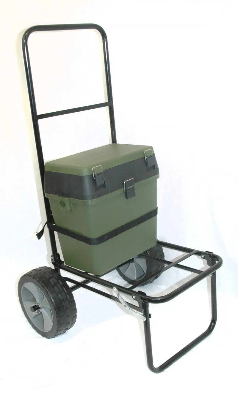 Foldable Fishing Seatbox Trolley With Integrated Seat 1