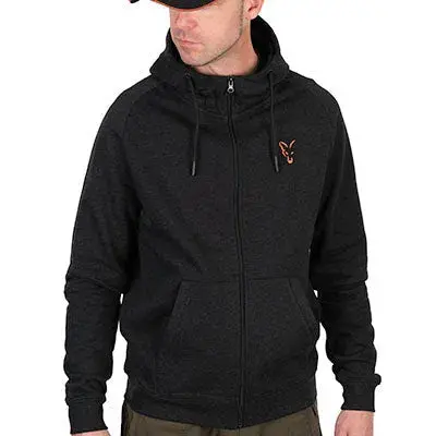 Fox New Lightweight Marl Hoodie – Black Base With Orange Accents 1