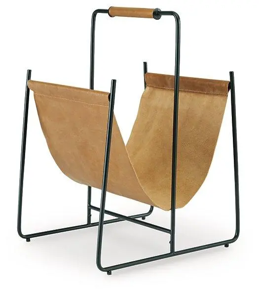 Freestanding Magazine Holder With Wood And Metal Accents 1