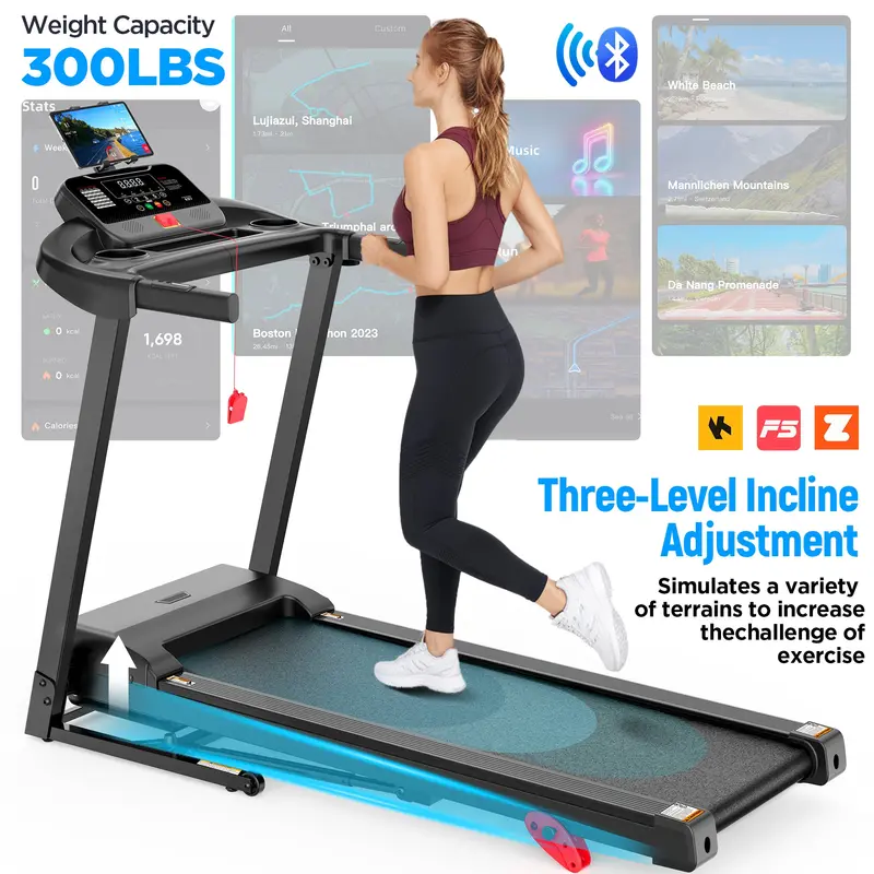 Home Folding Treadmill – 2.5Hp Motor, 300 Lb Capacity, 0.6–7.5 Mph Speed Range, App Connectivity, 64 Preloaded Workouts 1