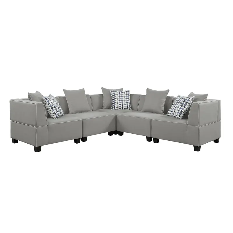 Jayne Gray 5-Piece Modular Sectional Sofa Set – Expandable Configuration, Model 9357Gy*5Sc 1