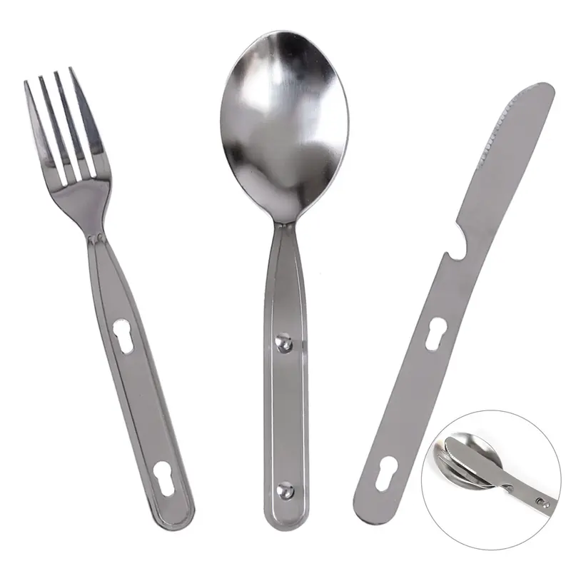 Kingcamp 3-Piece Outdoor Cutlery Set – Stainless Steel Fork, Knife, Spoon 1
