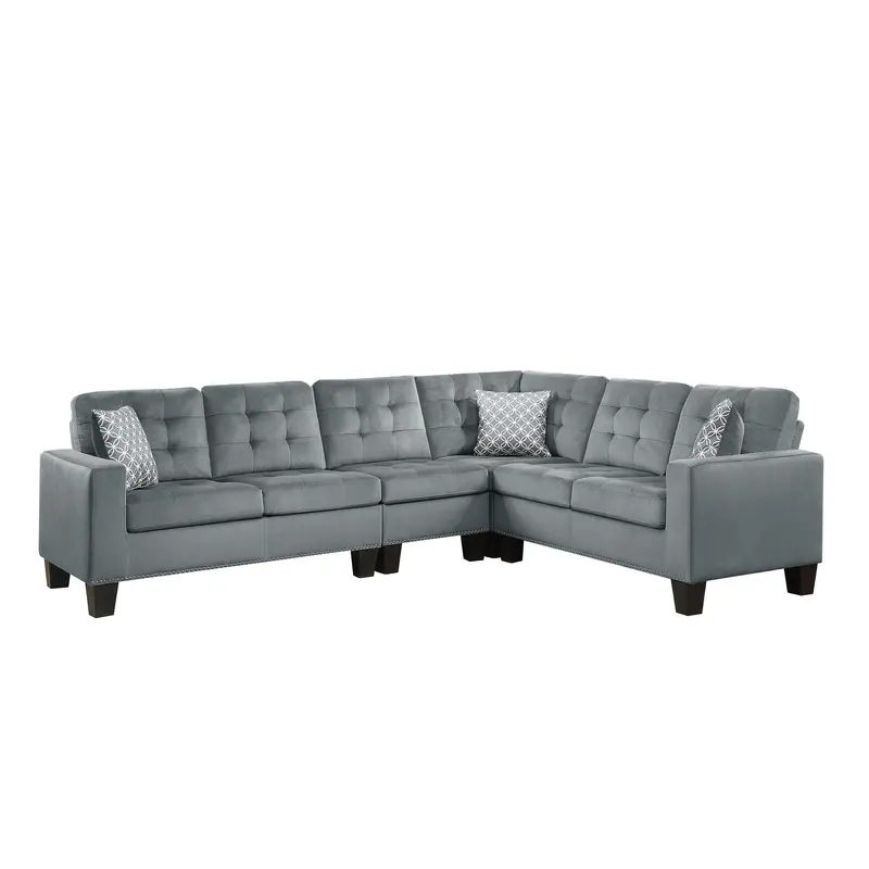 Lantana Reversible 2-Piece Sectional Sofa – Soft Gray Upholstery (Model 9957Gy*Sc) 1