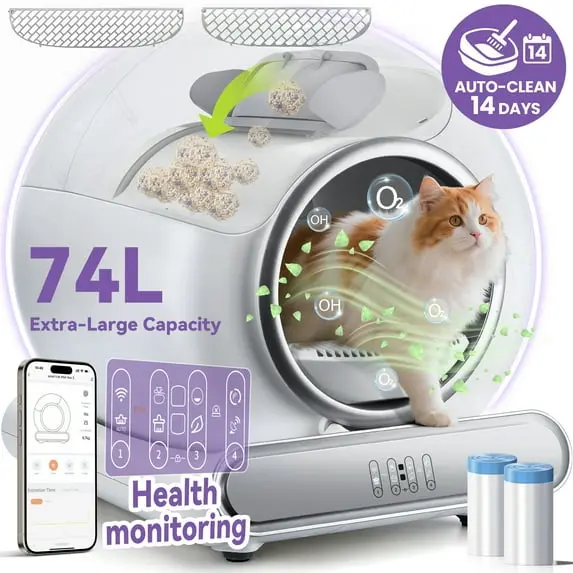 Majunes Wi-Fi Cat Litter Box – Dual-Motor Self-Cleaning, 2.4G App Compatibility, Multi-Cat Optimized Design 1