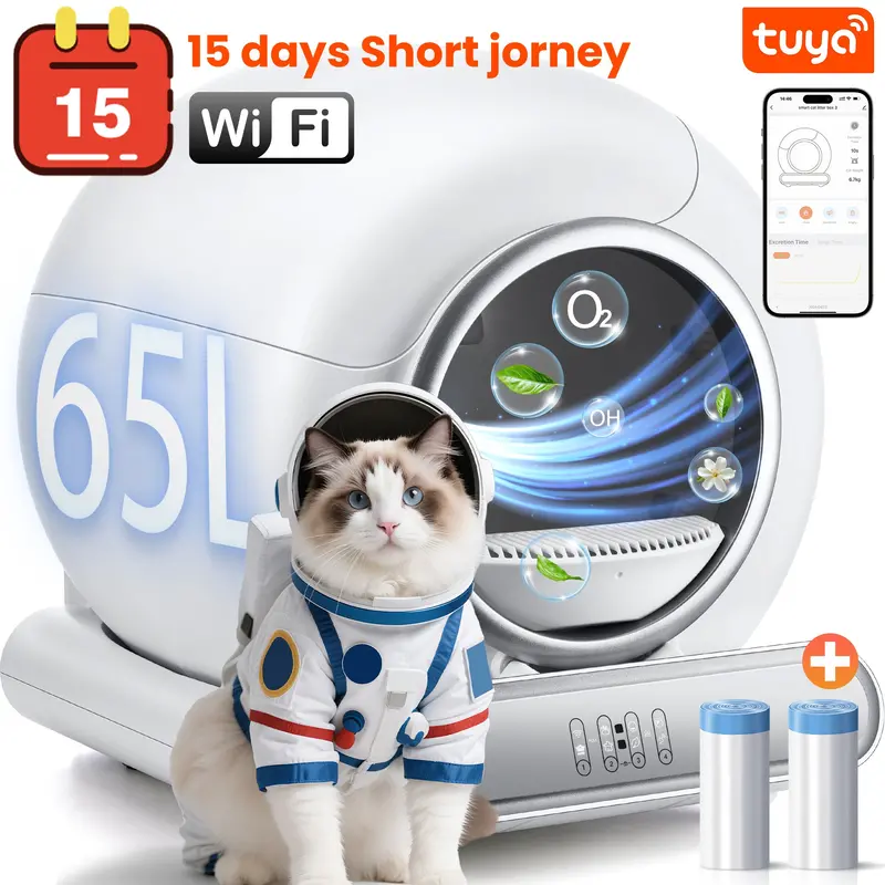 Multi-Cat Self-Cleaning Litter Box – App-Enabled, Whisper-Quiet, Safety Protected, Includes Garbage Bags 1