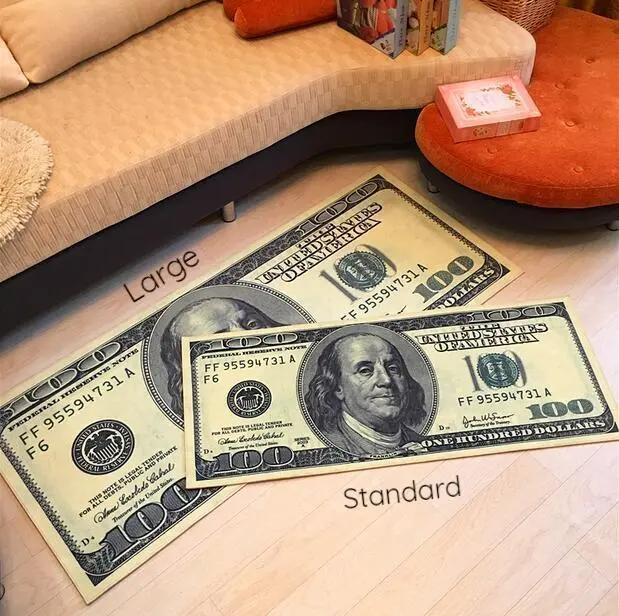 Novelty $100 Bill Pattern Area Rug – Non-Slip Backing 1