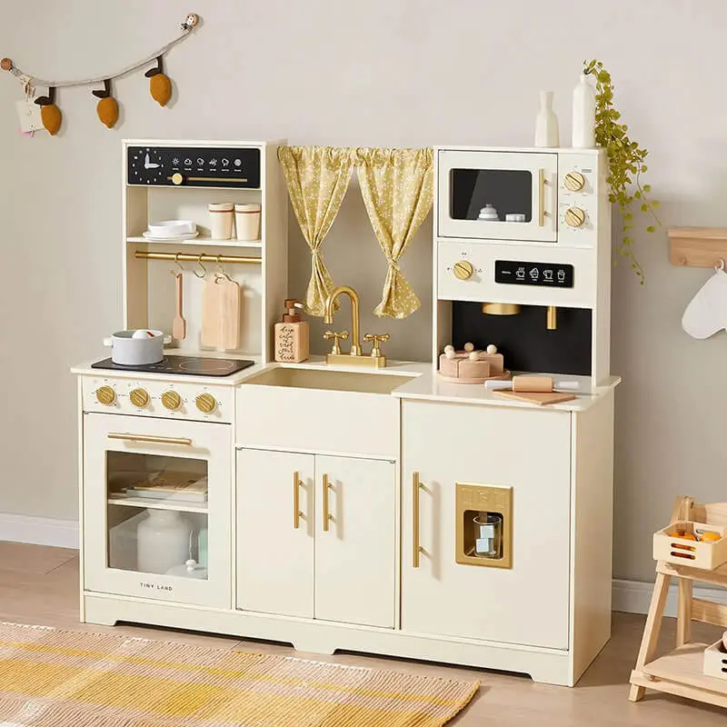 Tiny Land Iconic Cream Kitchen Playset – Realistic Pretend Cooking Center 1