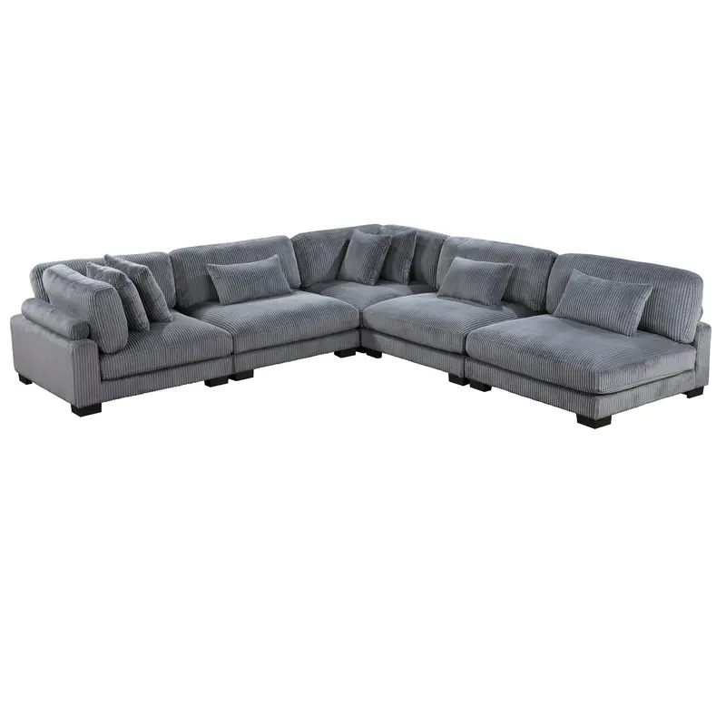 Traverse 5-Piece Gray Modular Sectional – Standard Layout (Model 8555Gy*5Sc) 1