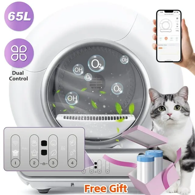 Wifi-Connected Automatic Litter Box – 2.4G App Control, Scheduled Cleanings, Real-Time Monitoring 1
