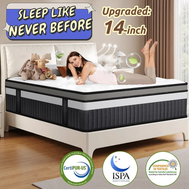 Wnaneez 14-Inch King Gel Memory Foam Mattress – Temperature-Regulating Foam, Motion Isolation & Breathable, Pressure-Relieving Design 1